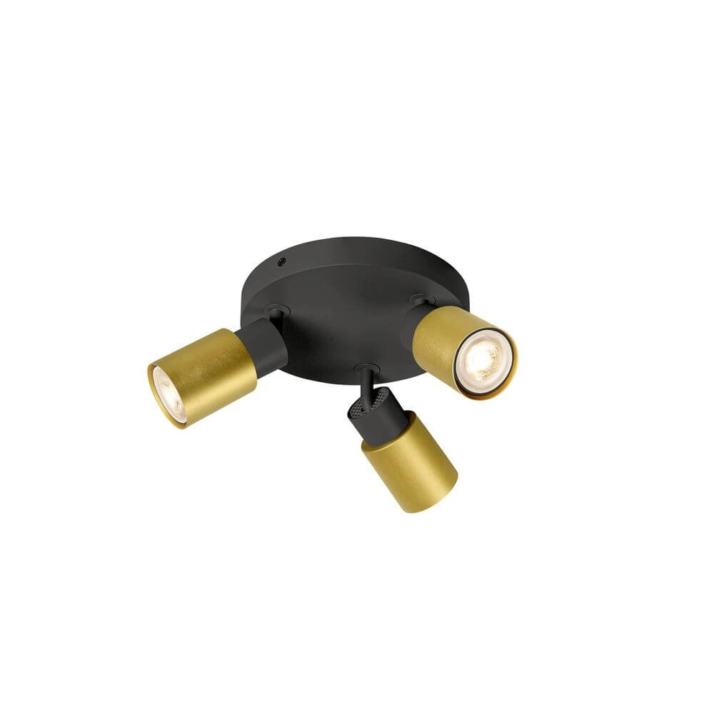 Ronde spot Puri 2.0 Tube zwart-goud 3-lichts