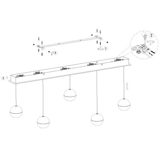 5-licht eettafel hanglamp Belluno led - zwart met glas Steinhauer 8712746183900