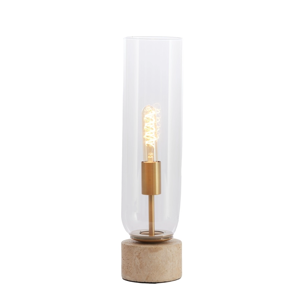 Glazen tafellamp Rylano 47cm - met travertin Light & Living 8717807730680