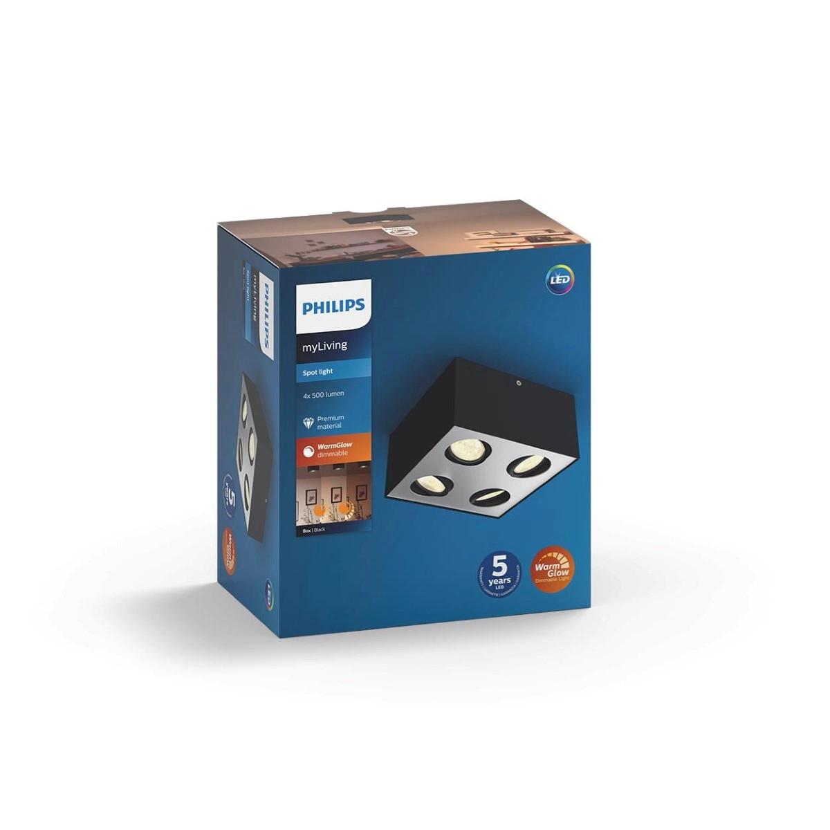 spot Box 4-lichts zwart Philips 8718696164556