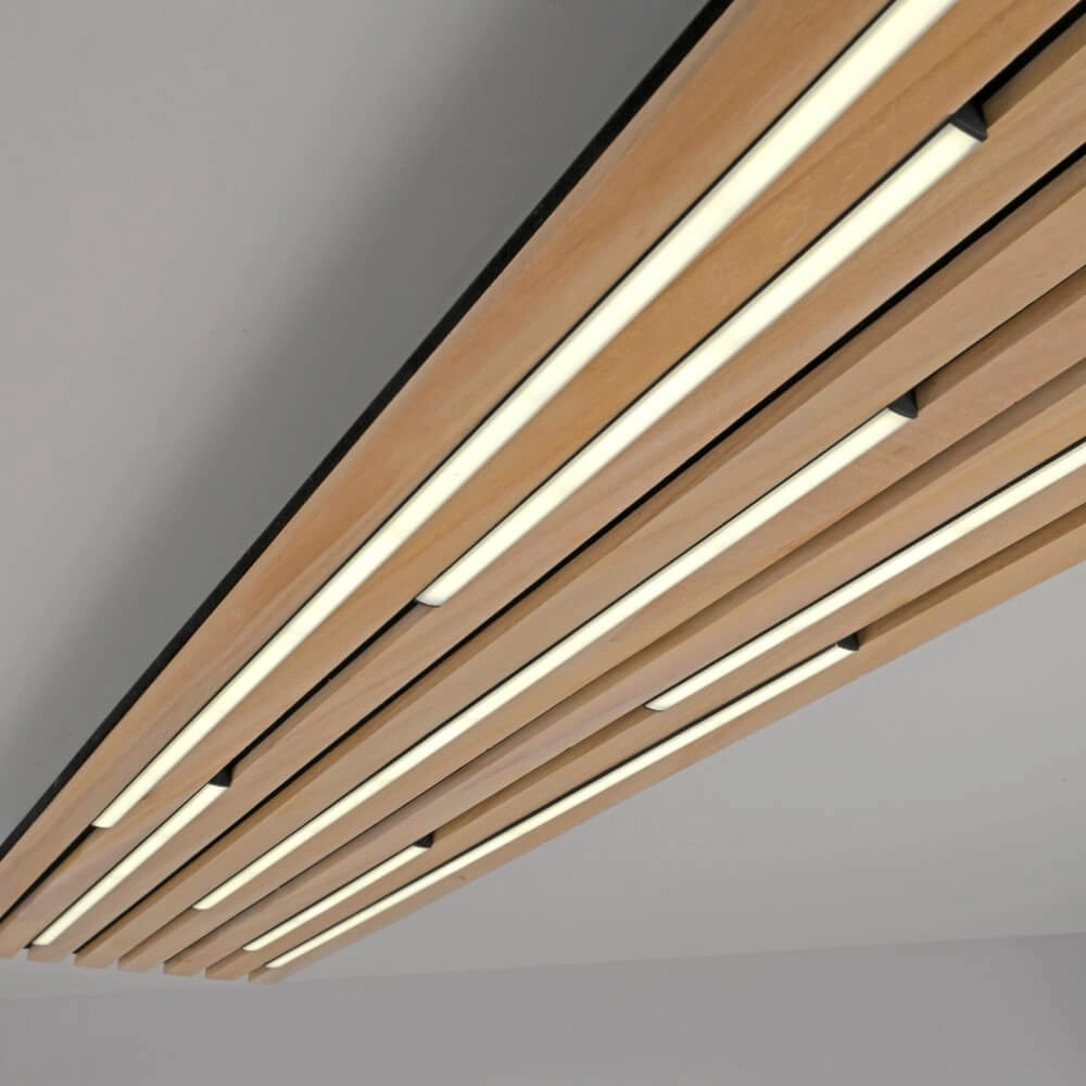 Rechthoekige plafondlamp Q-Akustik hout Paul Neuhaus 4012248385371