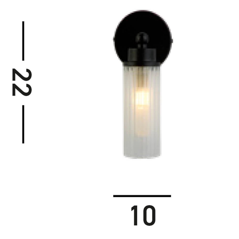 Zwarte wandlamp Imperial met geribbeld glas Searchlight 5053423271941