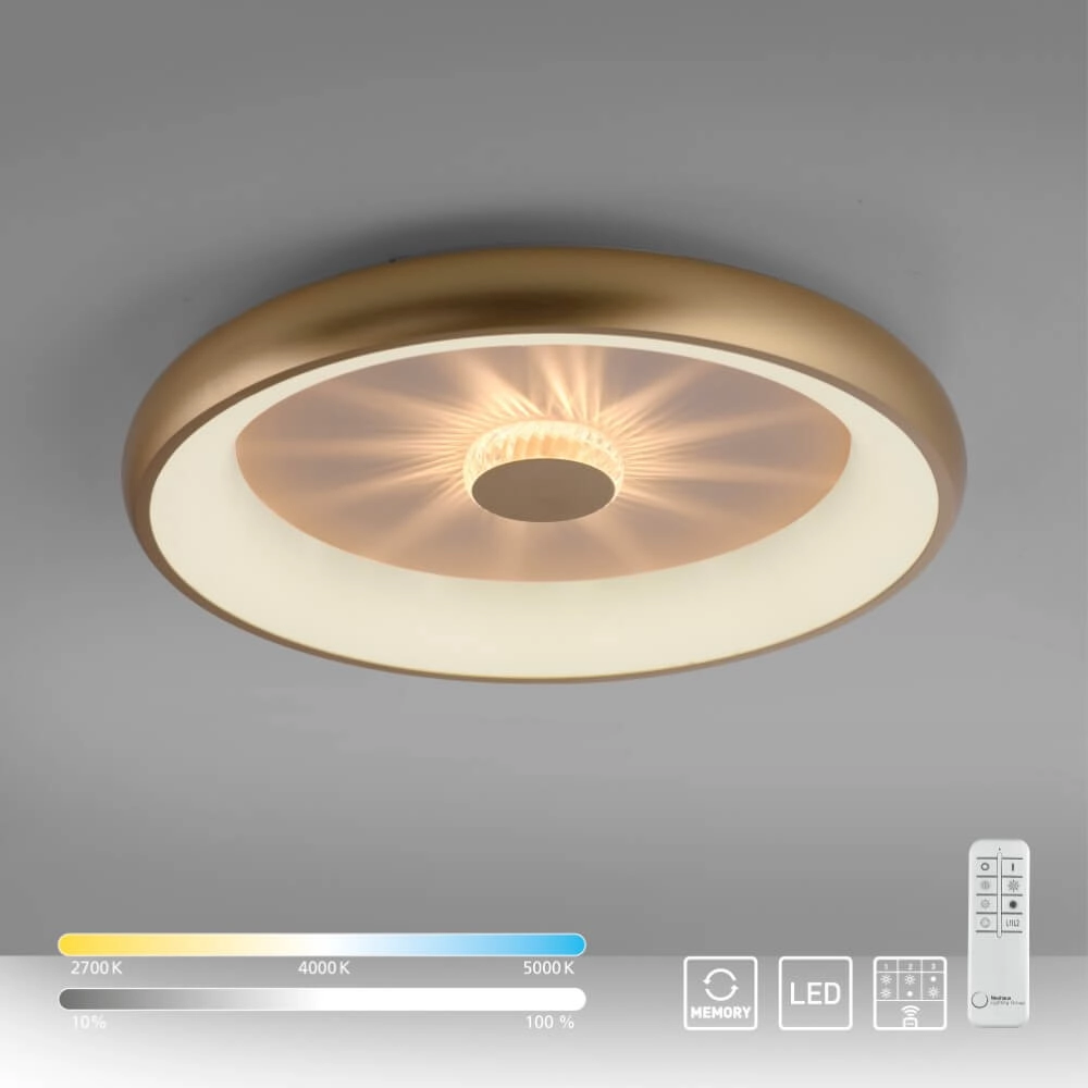 Ronde plafondlamp Vertigo messing Ø 61,5cm Just Light 4043689995096