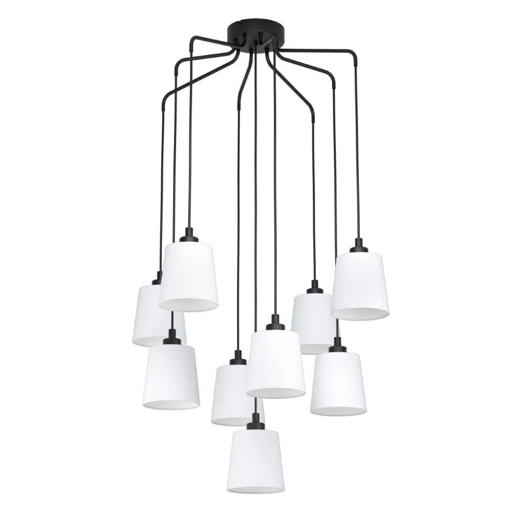 Zwarte hanglamp Bernabetta met wit glas
