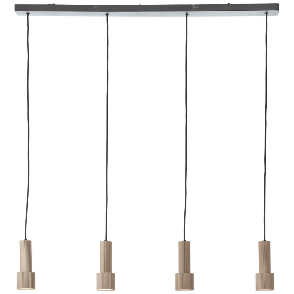 Hanglamp recht Cadiz 4-lichts zwart met brons