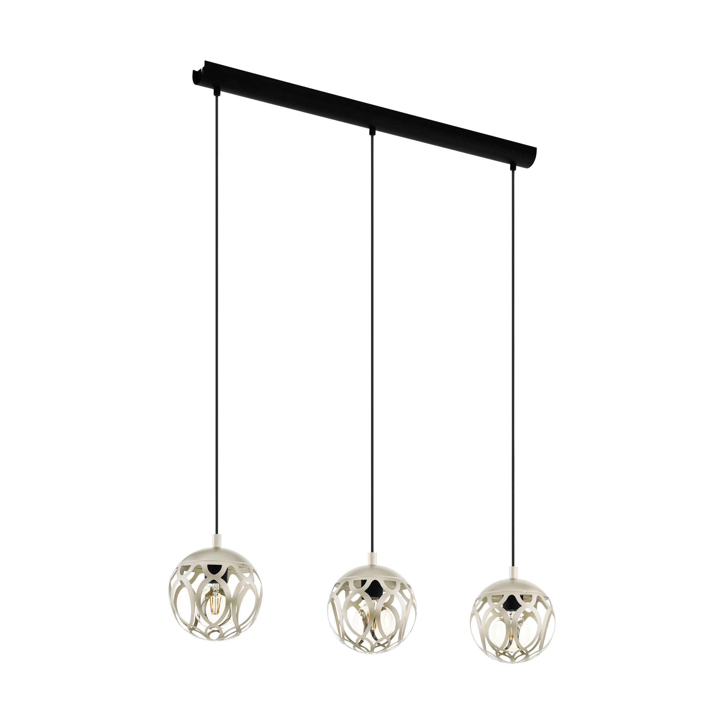 Hanglamp Mirtazza 3-lichts zwart met creme