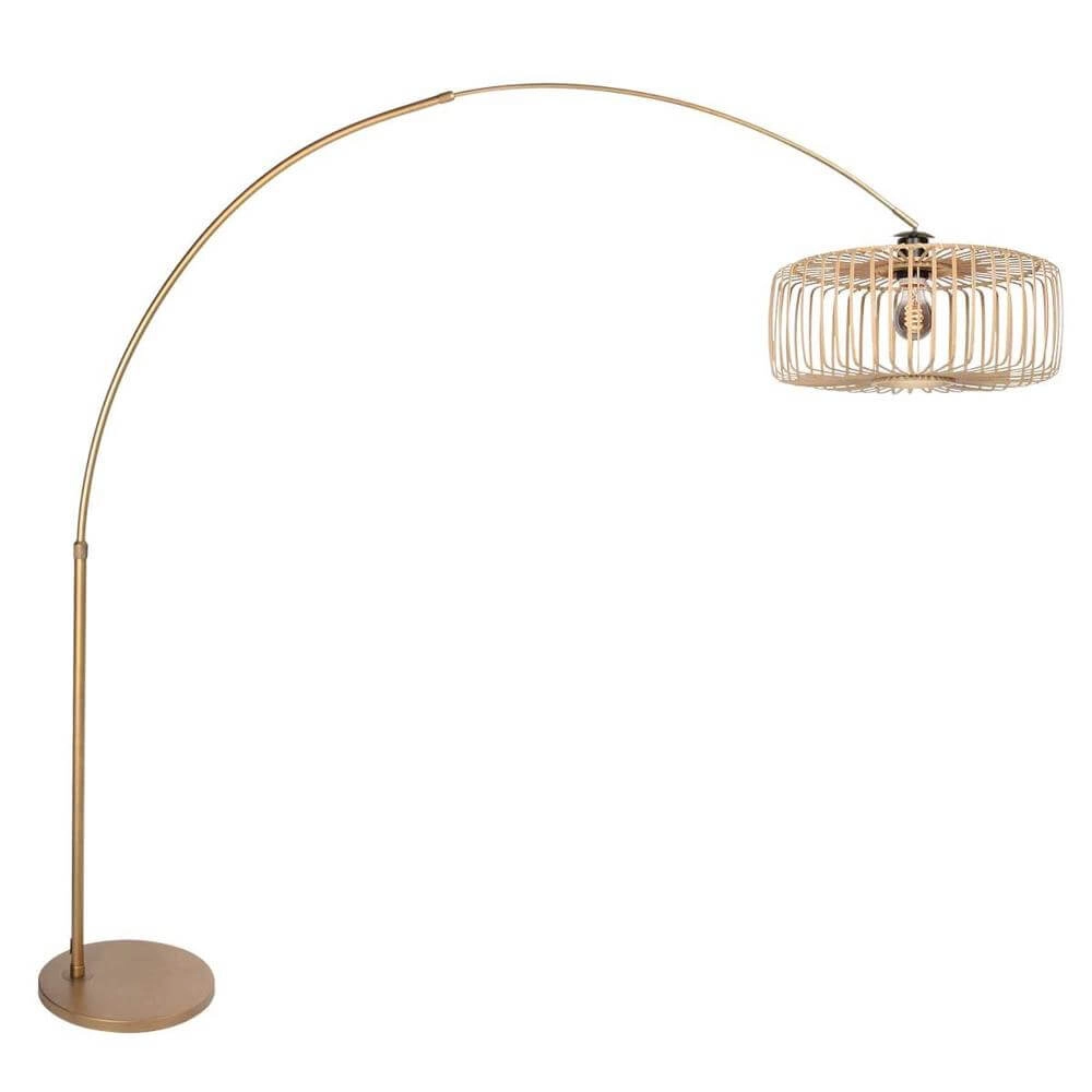 Booglamp Sparkled Light brons met bamboe kap spijl Ø 45cm