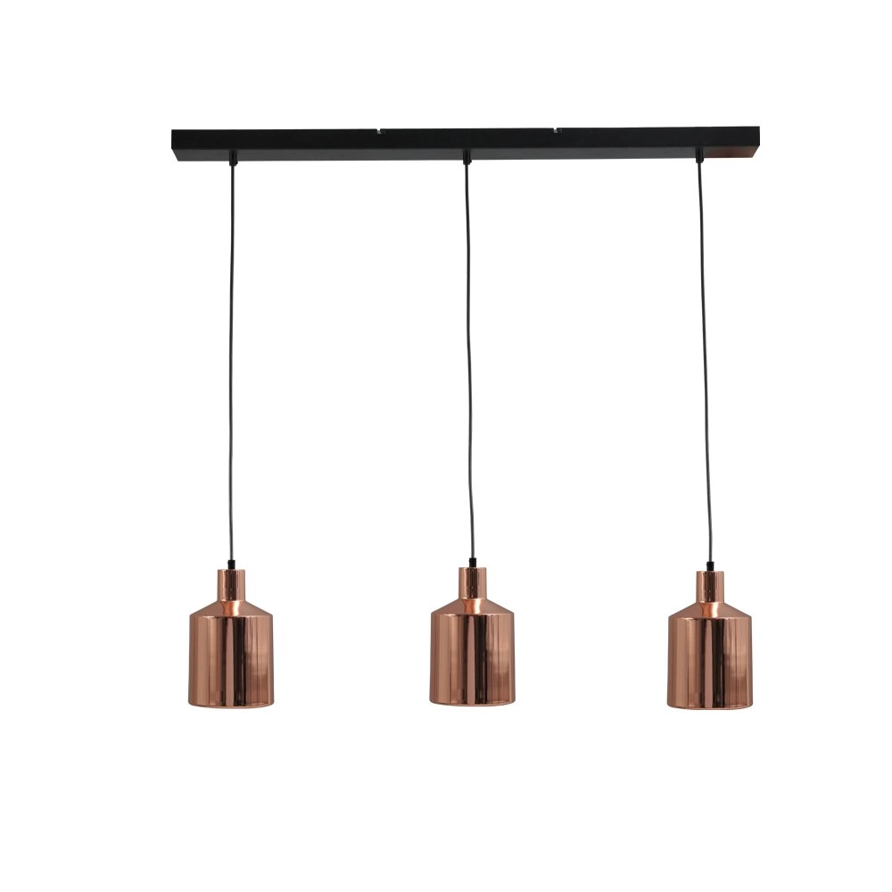 Eetkamerlamp Boris Concepto 3x14 zwart met koperbruin