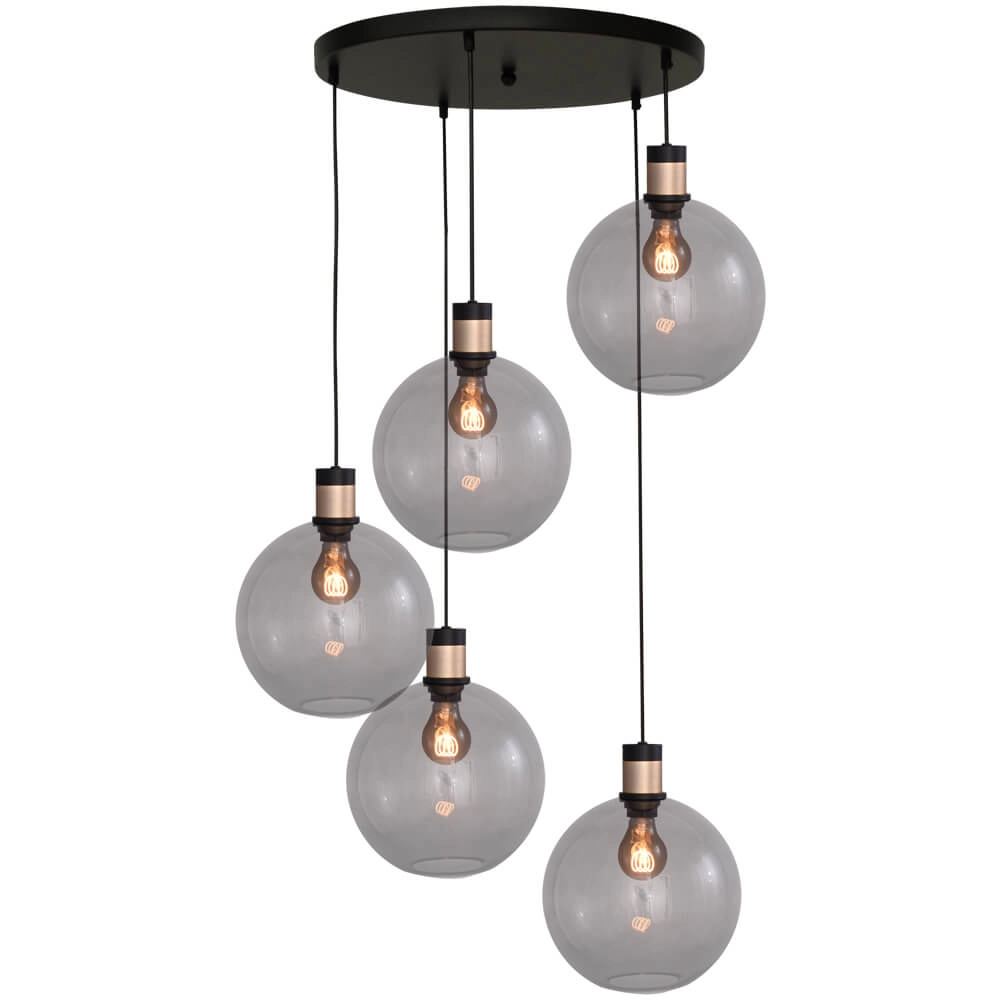 Vide hanglamp Lazise 2 5x Ø 25cm goud met zwart