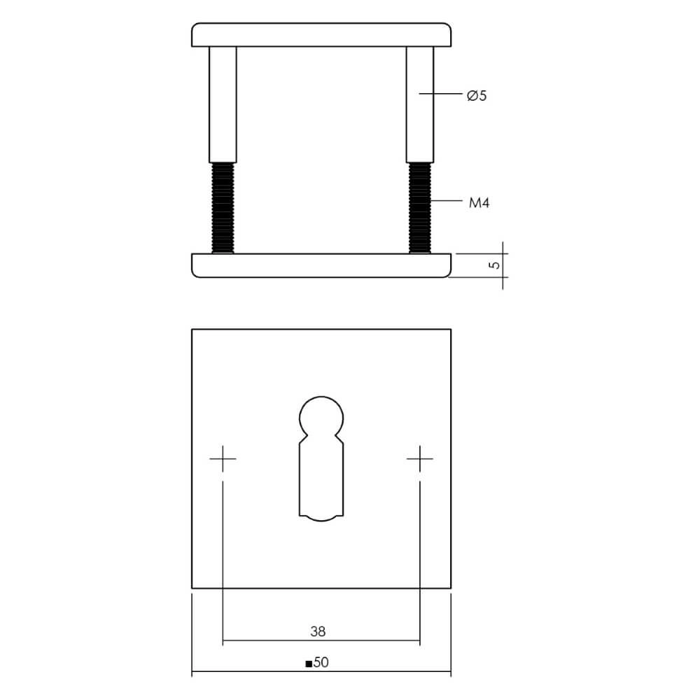 Set van 2 sleutelrozetten Tira vierkant zwart Intersteel 8714186635513