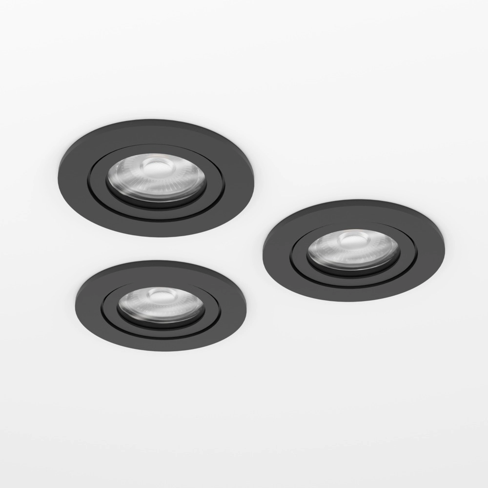 Set van 3 inbouwspots Barranco zwart Ø 9cm - 4,5W - 3000K Eglo 9008606359257