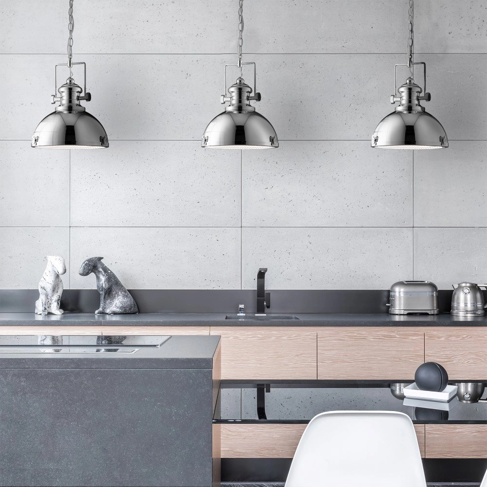 Chrome hanglamp Industrial Pendants Ø 31cm Searchlight 5053423041322
