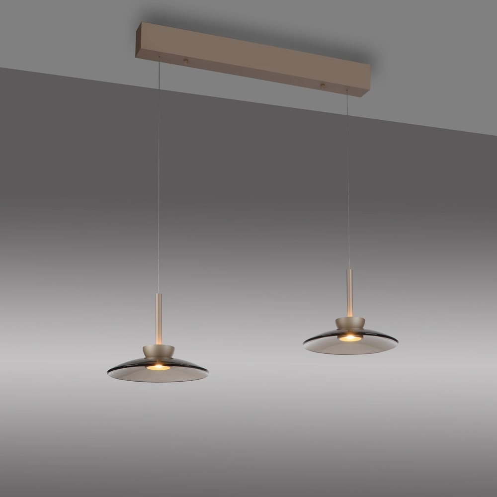 2L eettafel hanglamp Pure Moon bronce met amber glas Paul Neuhaus 4012248392980