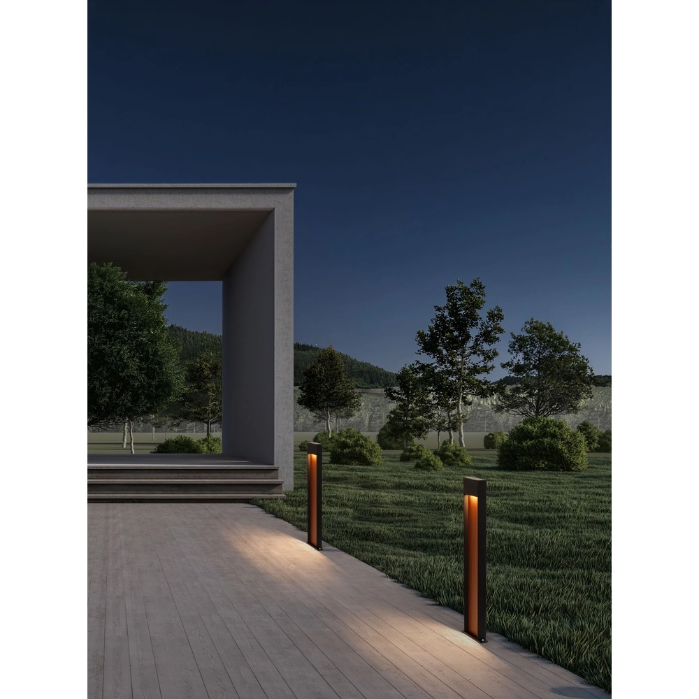 Design tuinlamp Noray zwart met hout 78cm - 3000K
