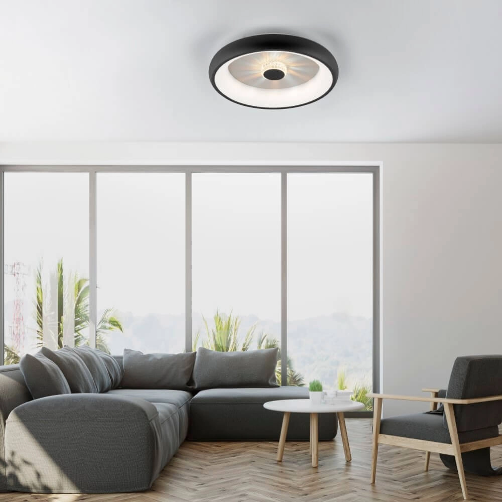 Ronde plafondlamp Vertigo zwart Ø 46,5cm Just Light 4043689994723