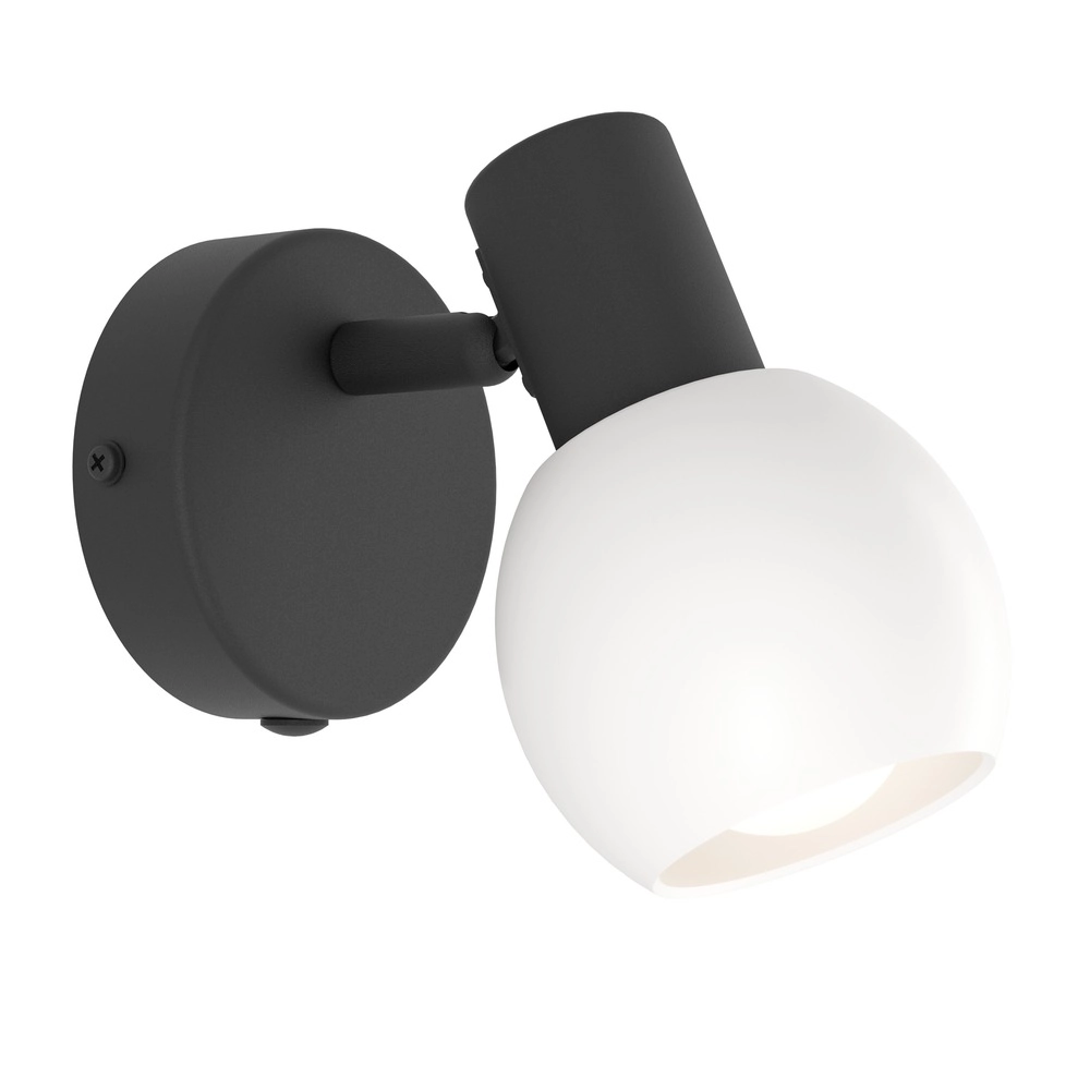 Wandlamp Castellazo zwart met wit glas