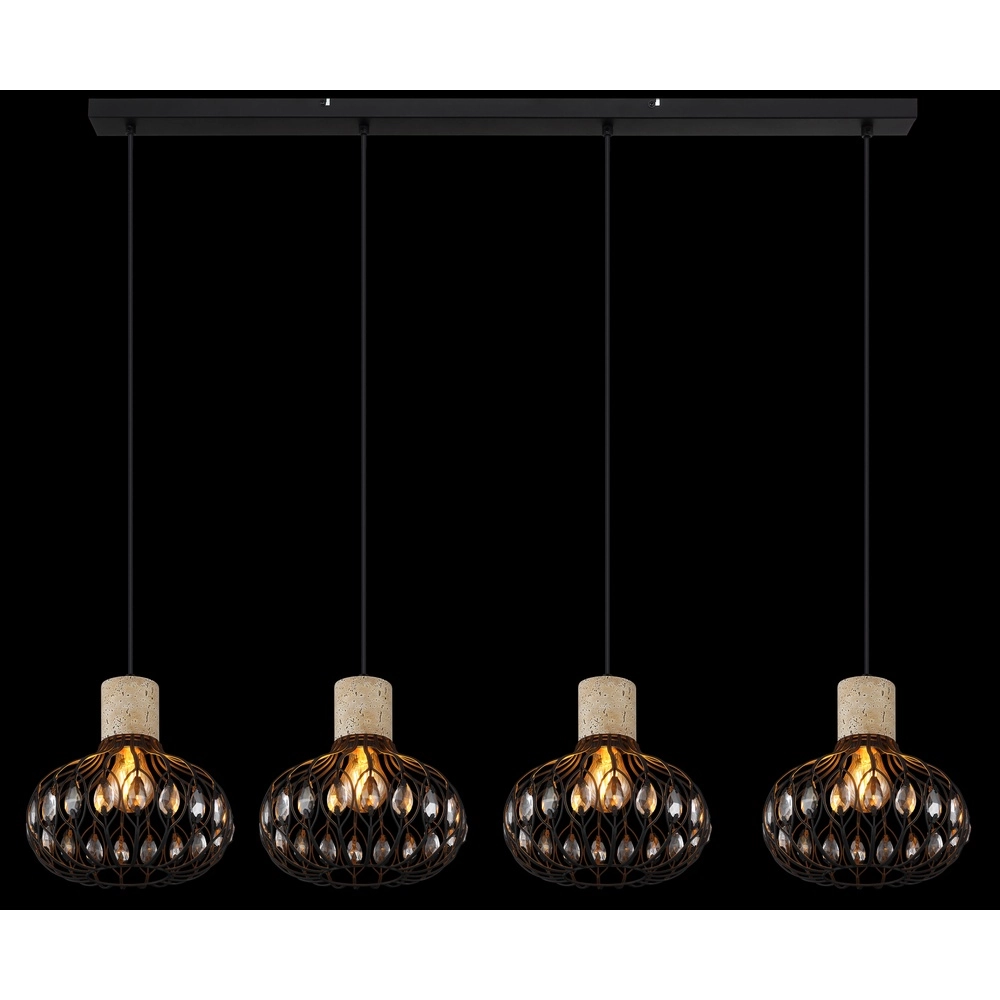 4-lichts hanglamp Dorthy landelijk zwart Globo 9007371572069