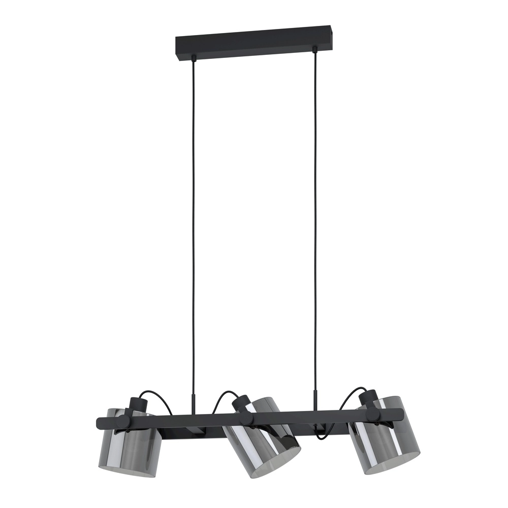 3L hanglamp Hornwood 2 zwart met smoke glas