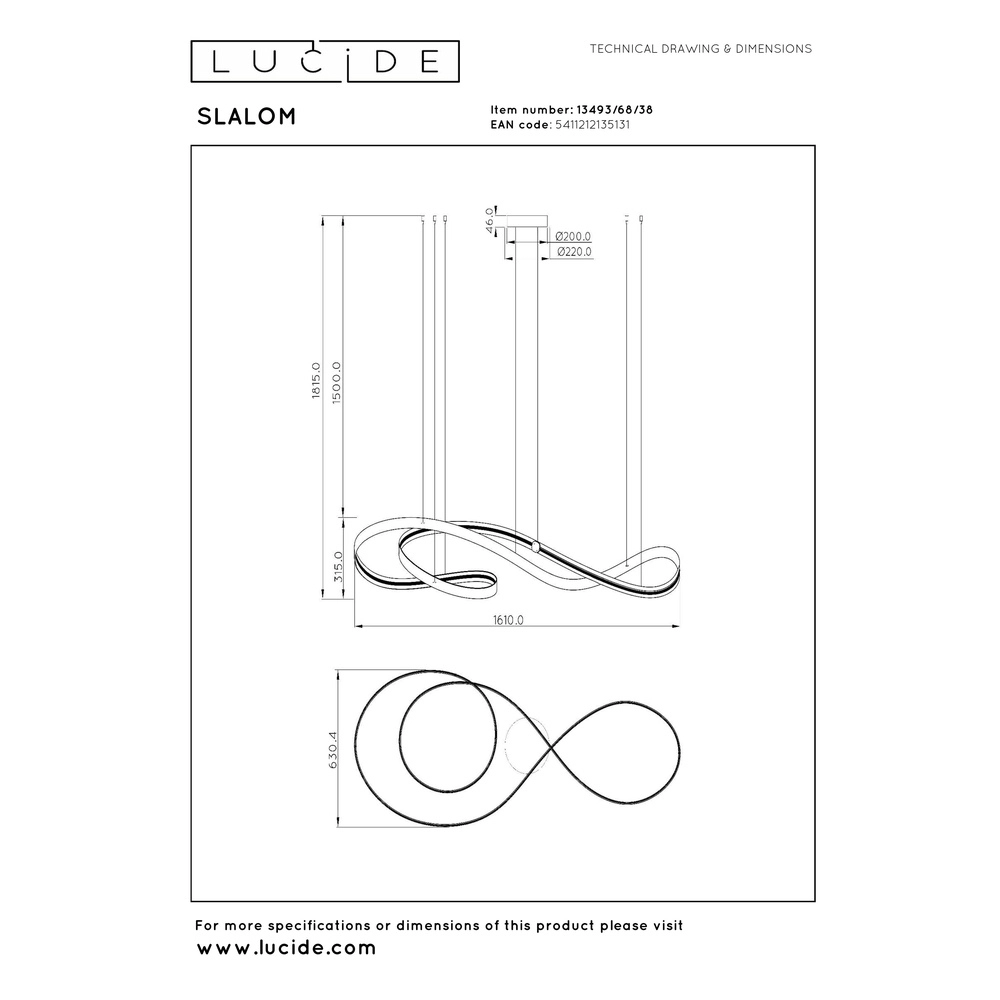Moderne led hanglamp Slalom Zand met effect Premium by Lucide 5411212135131