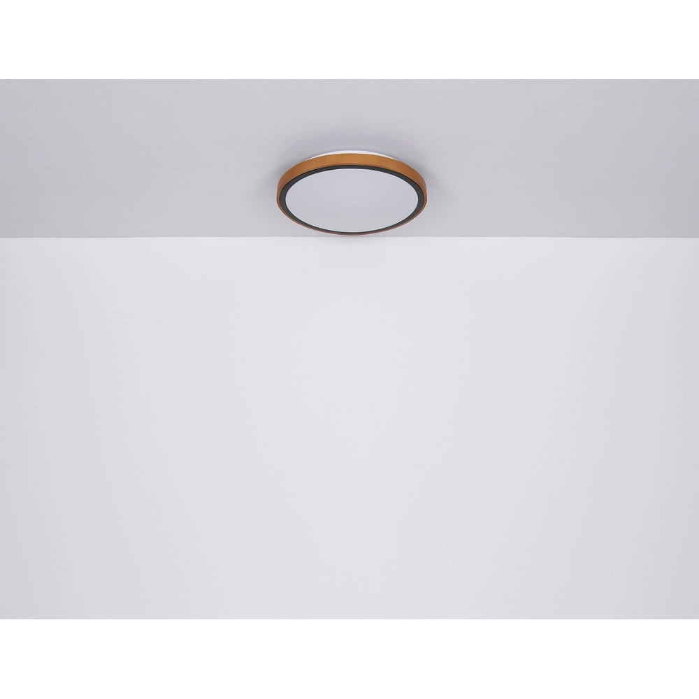 Plafondlamp Bruno Ø 43,7 zwart met hout Globo 9007371436484