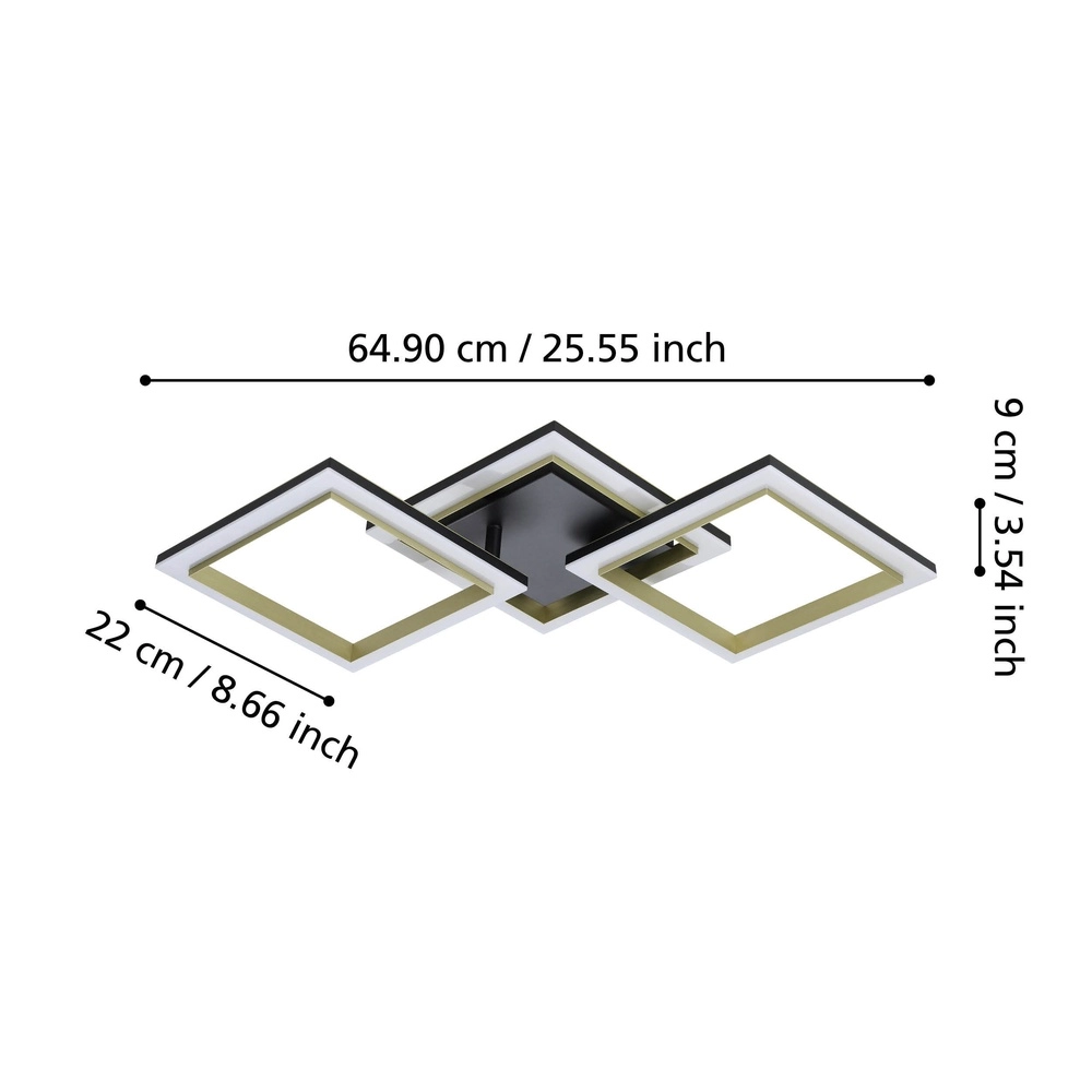 Plafond led lamp Calliera vierkant - zwart met goud Eglo 9008606316144