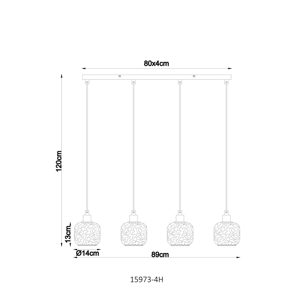 4-lichts hanglamp Antonio zand bruin Globo 9007371578726