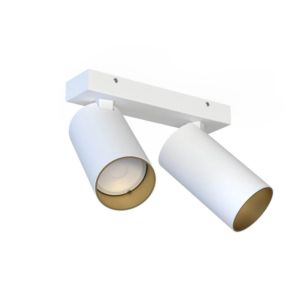 2-lichts opbouwspot Mono wit met goud Lyora 5903139777490