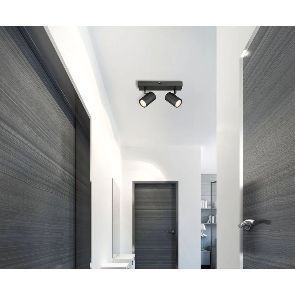 Grijze plafondlamp James dubbel Globo 9007371459834