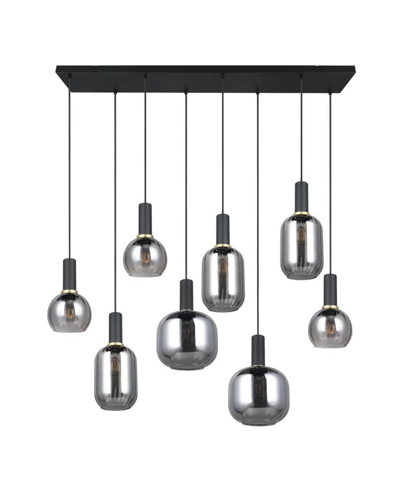 Eetkamer hanglamp Diva 8-lichts - smoke glas Trio 4017807614589