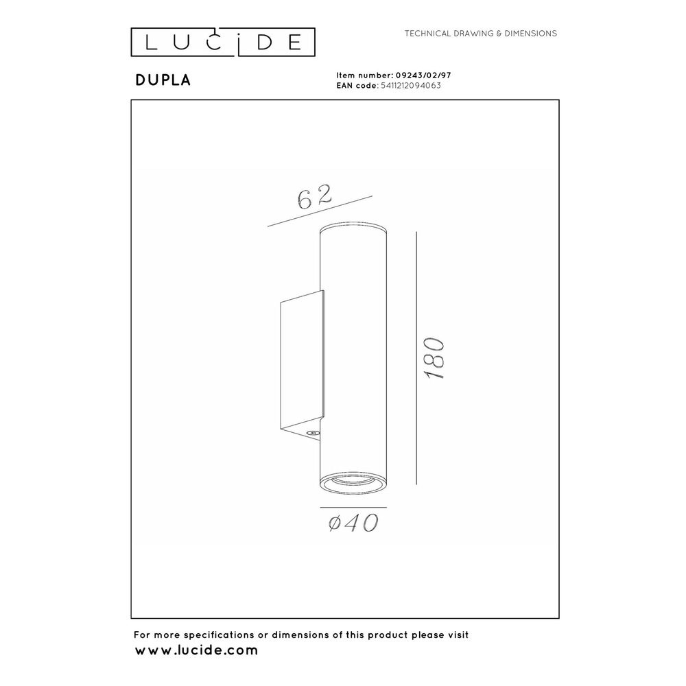 Up & downlight Dupla koffie bruin mini GU10 Lucide 5411212094063