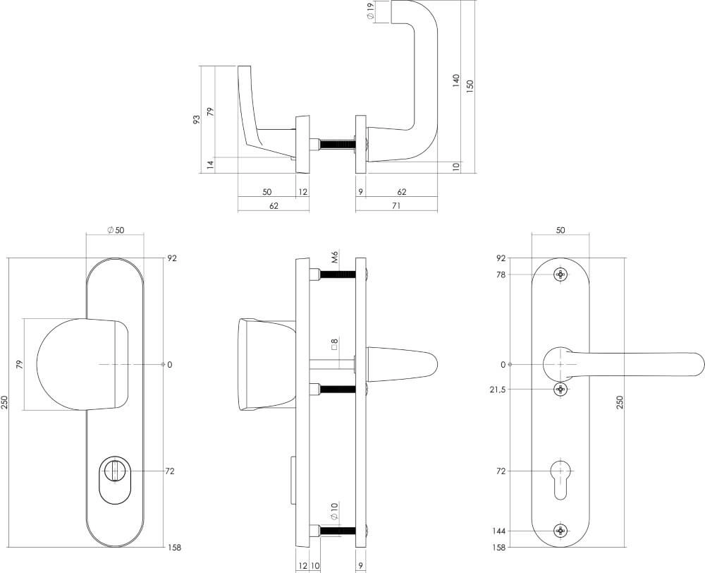 Voordeurbeslag ovaal Vurano kerntrekbeveiliging PC 72mm RVS Intersteel 8714186447758