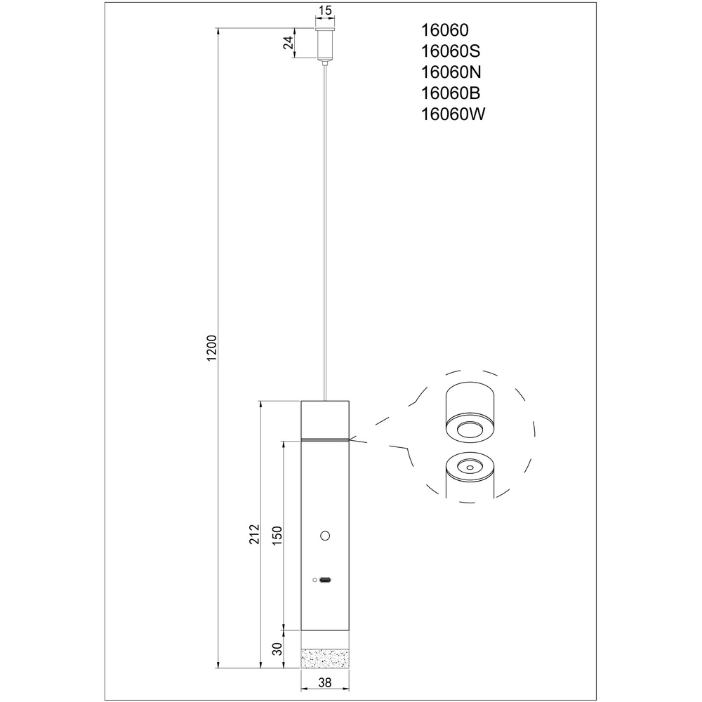 Strakke hanglamp Pelo wit Globo 9007371566358