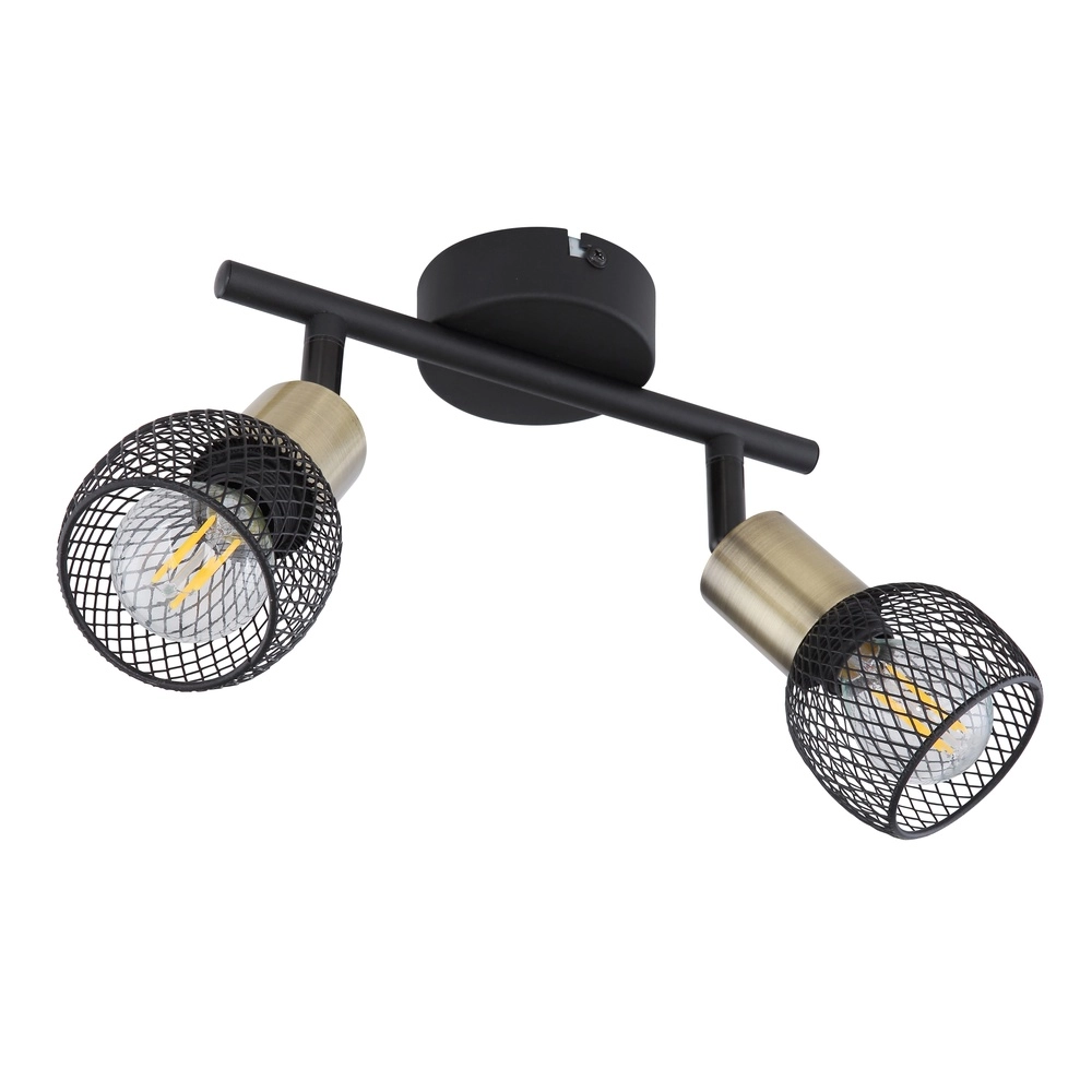 Plafondlamp Fiastra 2-lichts zwart met gaas Globo 9007371415120