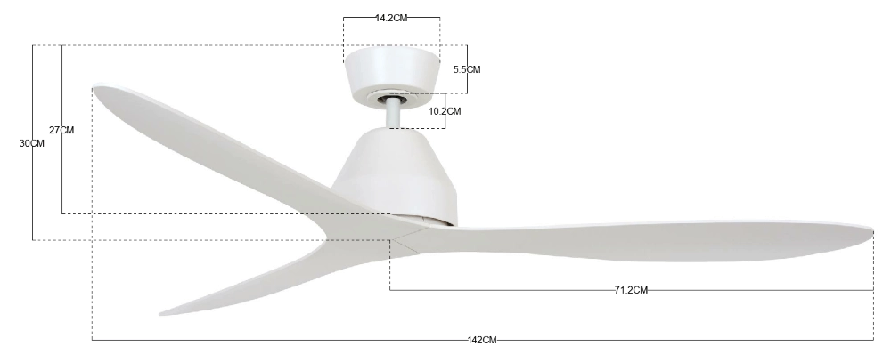 Plafondventilator wit zonder lamp Whitehaven Ø 143cm IP55 Beacon 9333509136439