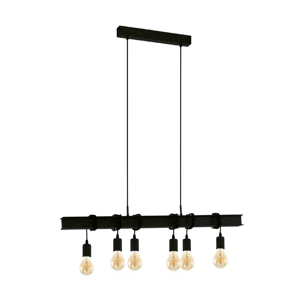 6-lichts hanglamp Townshend 6 zwart