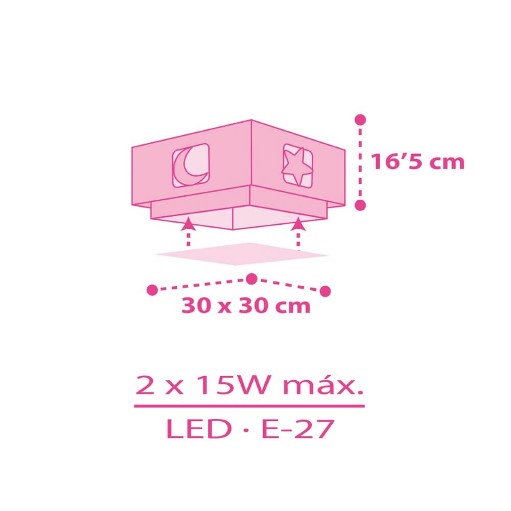 Vierkante plafondlamp Moonlight roze Dalber 8420406003382