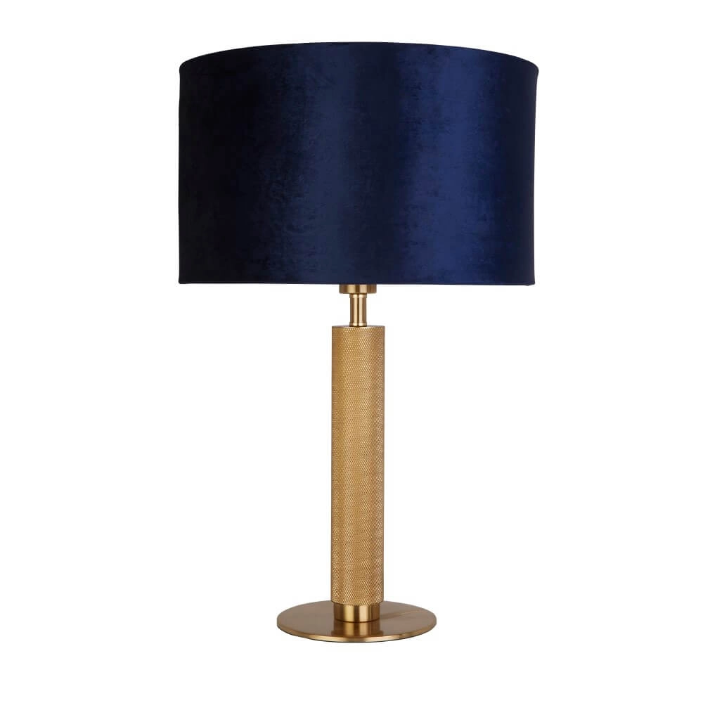Gouden tafellamp London met blauwe kap