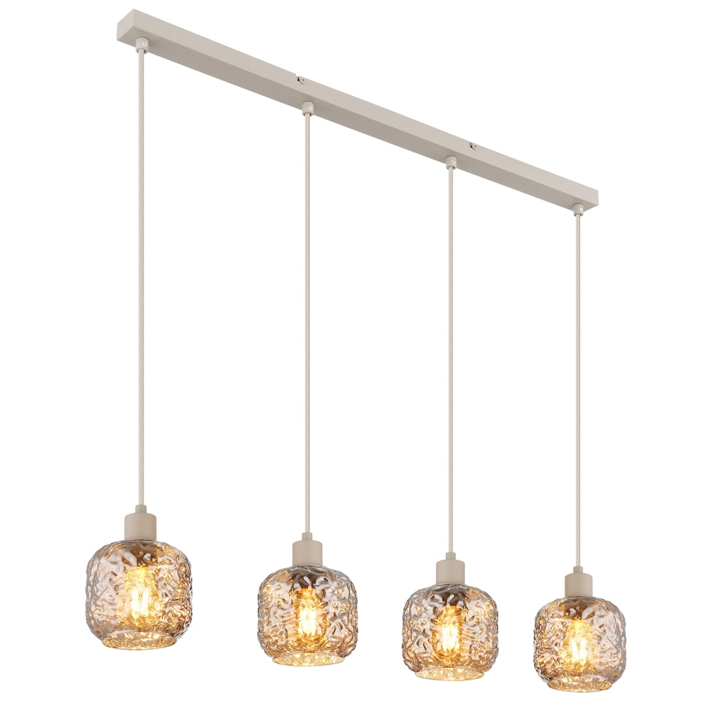 4-lichts hanglamp Antonio zand bruin