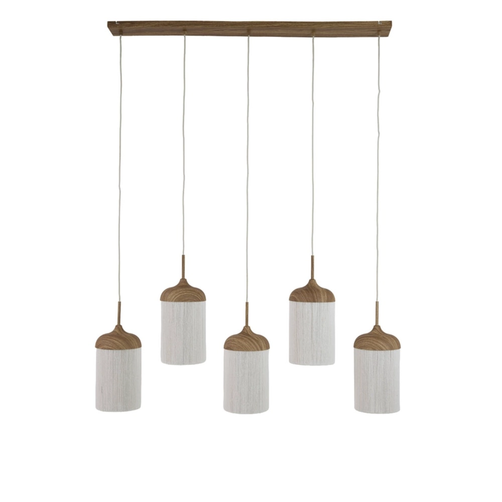 5-lichts hanglamp Dania recht hout