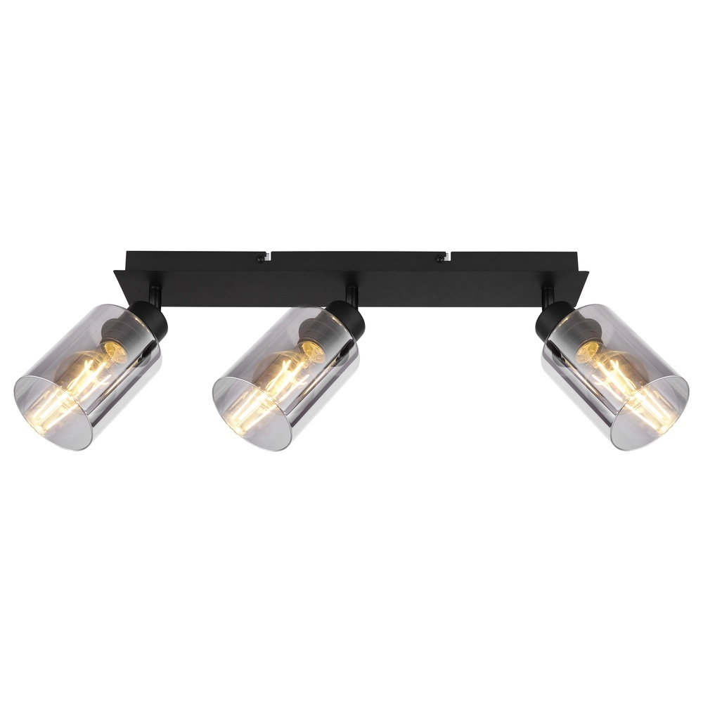 Plafondlamp Hadera 3-lichts zwart met smoke glas Globo 9007371443215