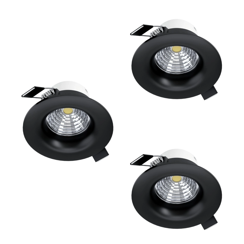 Set van 3 inbouwspots Saliceto zwart Ø 8,8cm - 4,8W