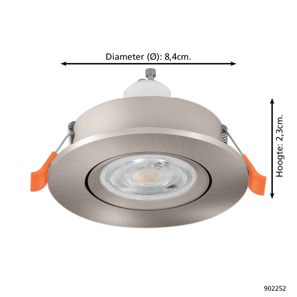 Inbouwspot Barranco nikkel Ø 8,4cm IP44 - 4000K Eglo 9008606359295