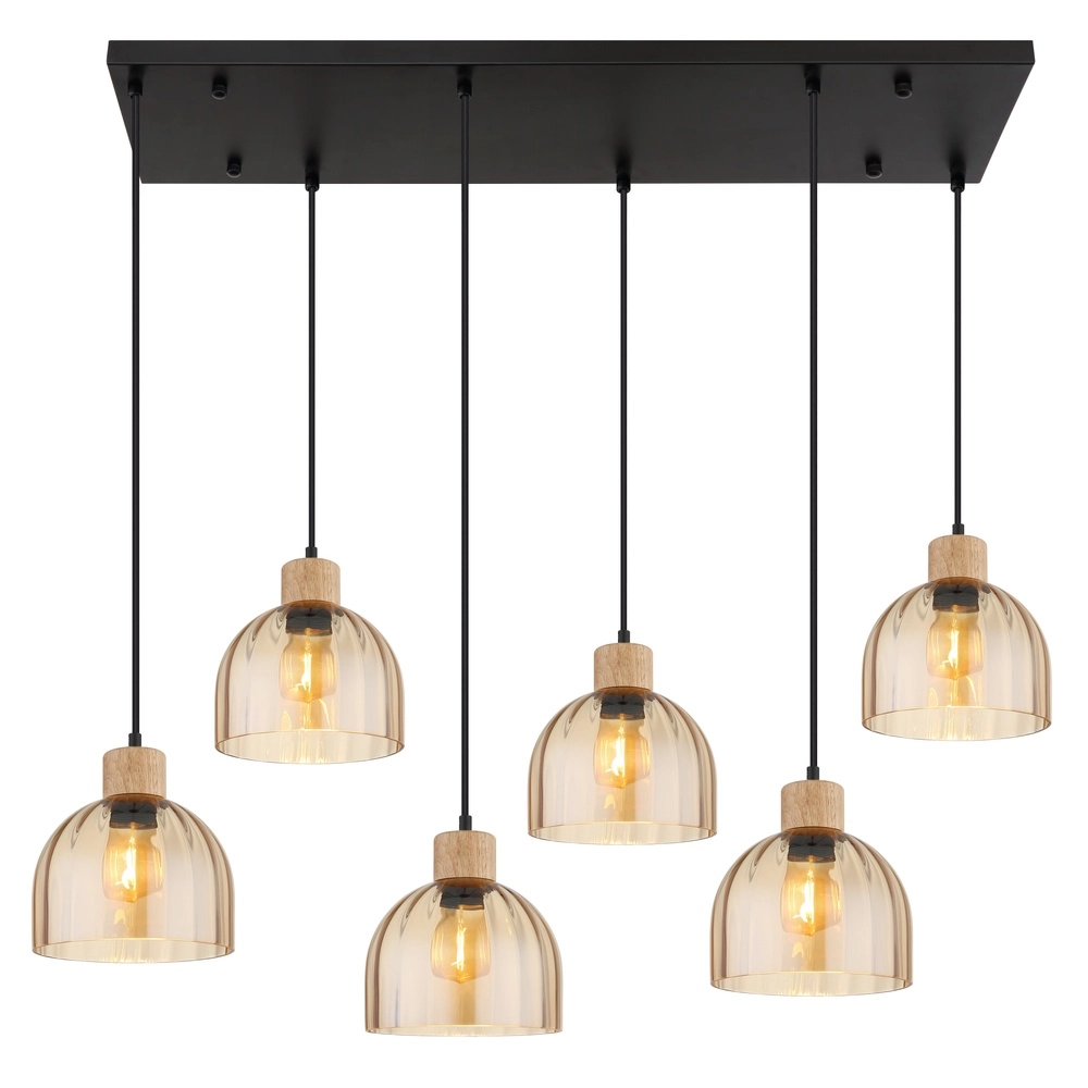 6-lichts hanglamp Swanson zwart Globo 9007371586653