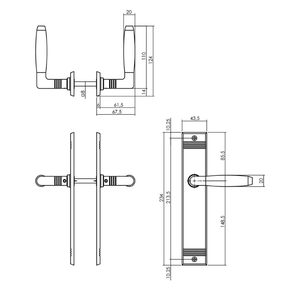 Jaren 30 deurklink Ton Basic blind nikkel mat Intersteel 8714186711293