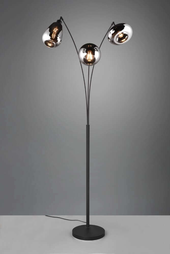 Staande vloerlamp Lumina zwart armatuur met chroom glas Trio 4017807581201