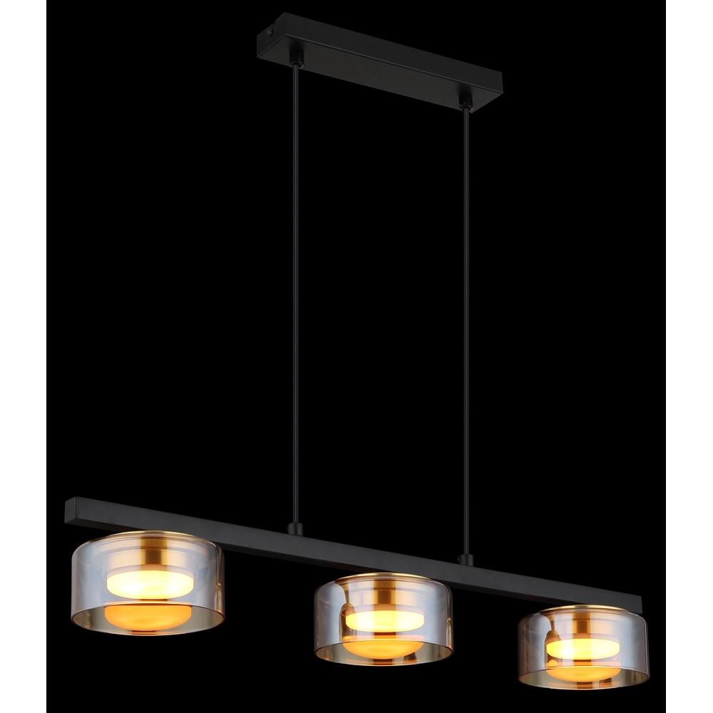 Design hanglamp Higgins zwart met amber glas Globo 9007371531813