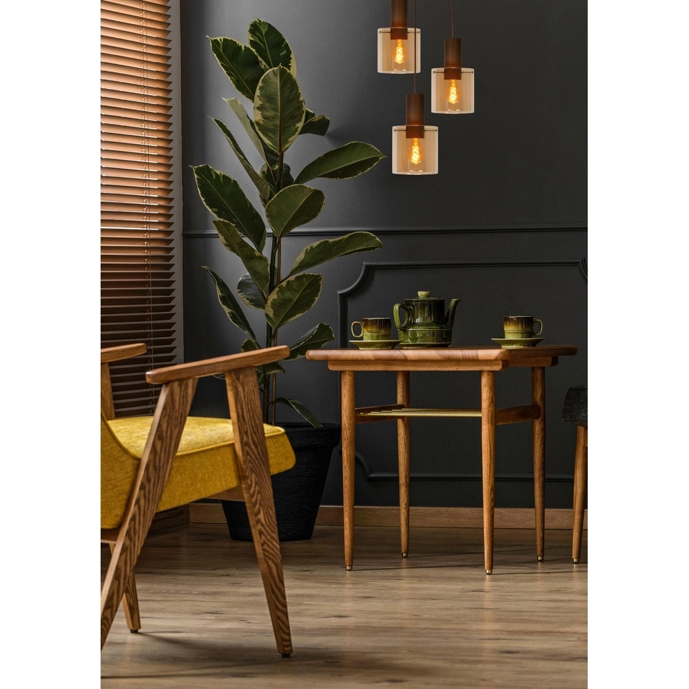 Hanglamp Toledo amber glas 3-lichts Lucide 5411212740861