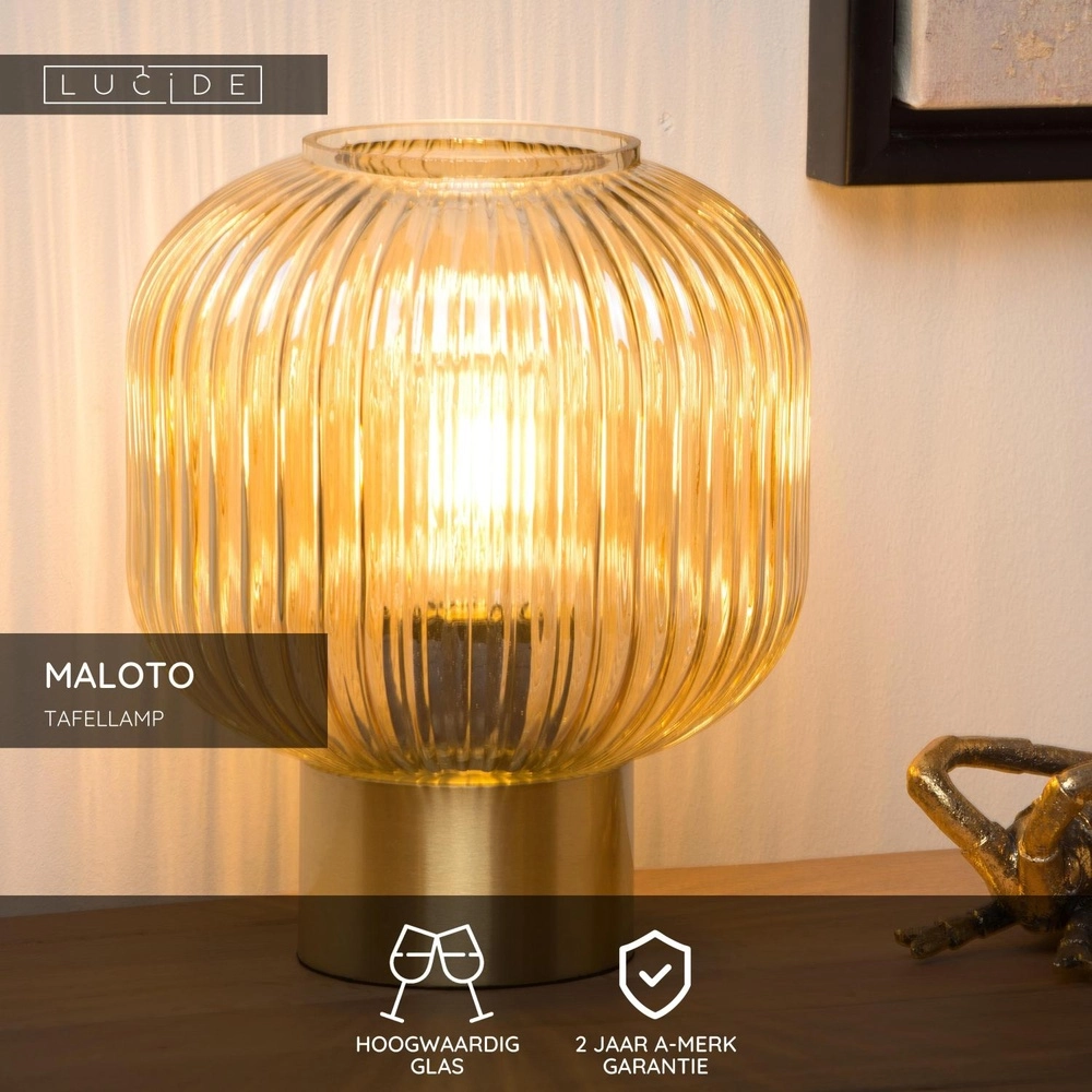 Tafellamp Maloto Ø 20cm amber Lucide 5411212451255