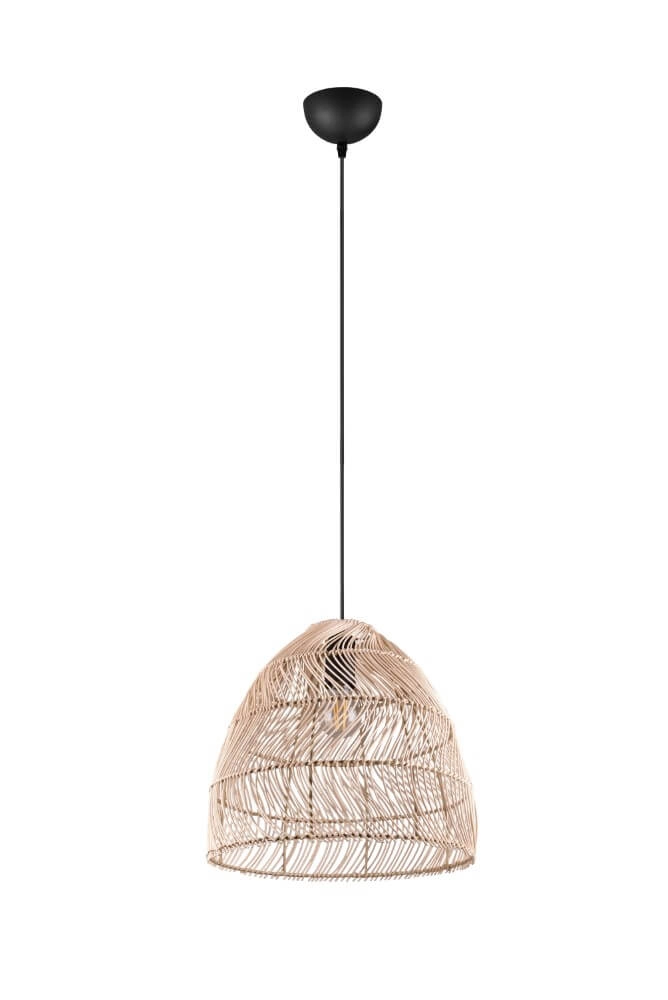 Hanglamp Rike zwart met rotan vlechtwerk