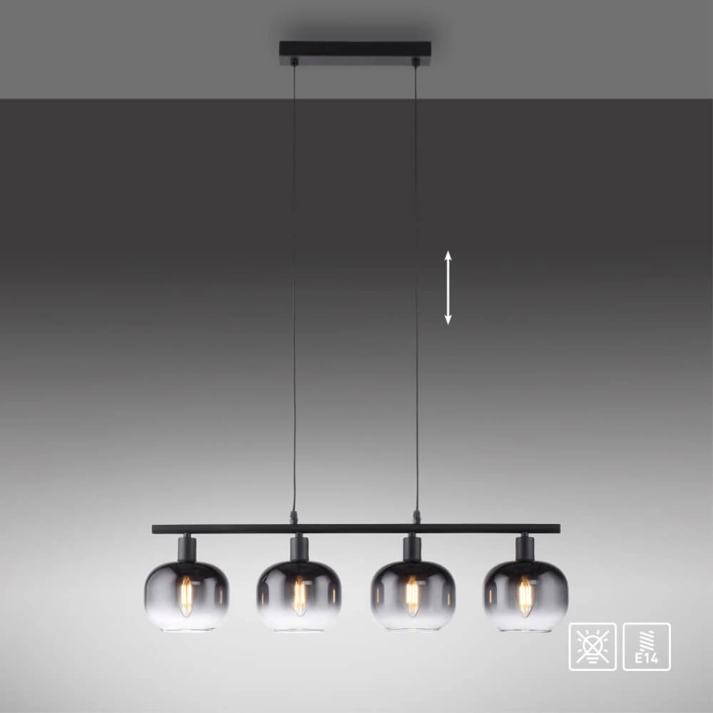 Zwarte hanglamp Zea 4-lichts Just Light 4043689993757